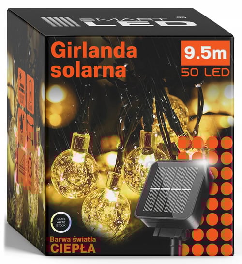 Lampki Solarne Girlanda Solarna Ogrodowa 50x Żarówka LED na Balkon 9m IP67 SmartLED