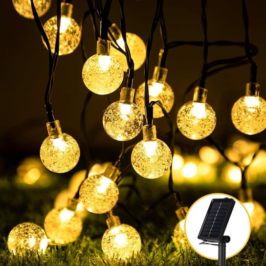 Lampki Solarne HXWEIYE 50 LED Kule, 8 Trybów, Wodoodporne - Ciepły Biały NIKCORP