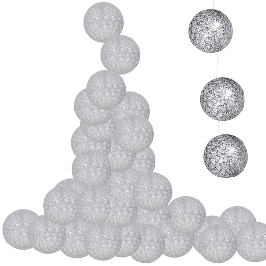 Lampki SPRINGOS CL0029 Cotton balls, 10xLED, 2,1 m, ciepłe białe, szare Springos