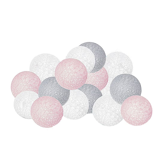 Lampki SPRINGOS CL0035 Cotton balls, 10xLED, 2,1 m, ciepłe białe, różowo-biało-szare Springos