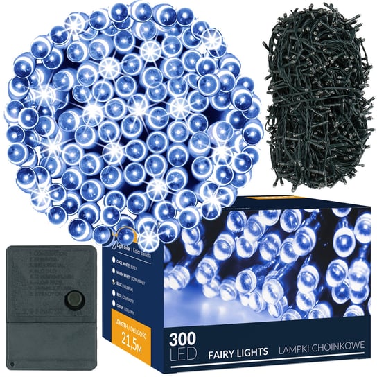 Lampki świąteczne 300 Led niebieskie 21,5 m oświetlenie choinkowe IP44 Springos