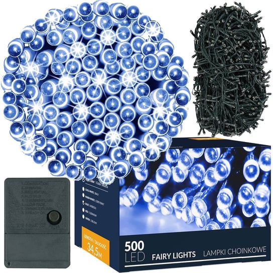 Lampki Świąteczne 500 Led Niebieski 34,5 M Oświetlenie Choinkowe Springos