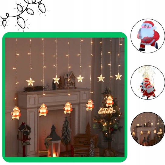 Lampki Świąteczne Choinkowe Kurtyna Świetlna Led Mikołaj Girlanda Na Okno Inna marka