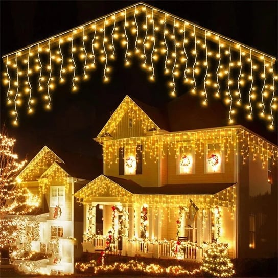 Lampki Światełka Świąteczne Zewnętrzne Ozdobne Na Dom Sople Kurtyna LED Ciepłe Białe Światło Inna marka