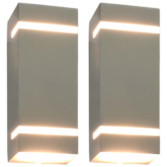 Lampy ścienne vidaXL, zewnętrzne, srebrne, 23,8x9,5x7,5 cm, 2 szt. vidaXL