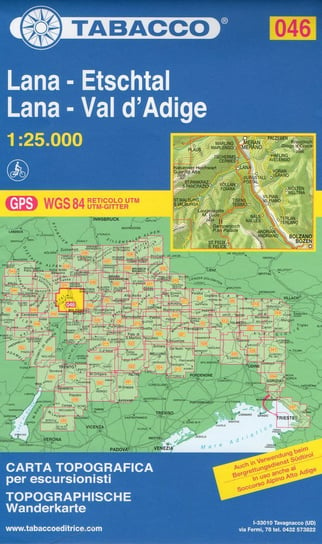 Lana, Etschtal / Lana, Val d'Adige. Mapa 1:25 000 Tabacco