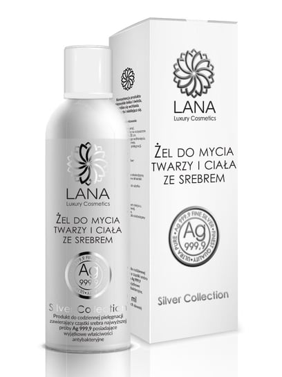 Lana Luxury Cosmetics, Żel do mycia twarzy i ciała ze srebrem, Trądzik Zaskórniki Sebum, 200ml Lana Luxury Cosmetics