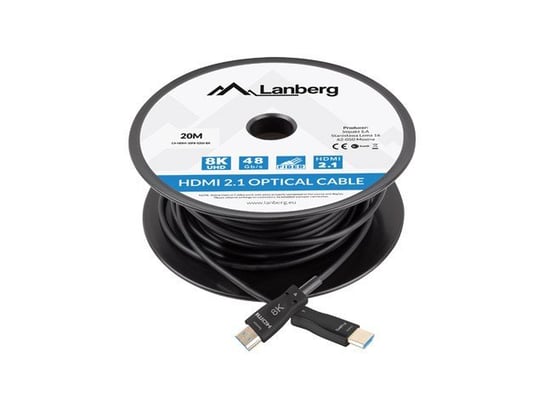 Lanberg, Kabel HDMI M/M V2.1 20M 8K Optyczny AOC CA-HDMI-30FB-0200-BK Lanberg