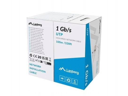 Lanberg kabel lan utp 1gb/s drut cca 100m szary Lanberg