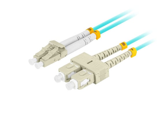 Lanberg, Patchcord światłowodowy mm lc/upc-sc/upc duplex 3.0mm om3 50/125 lszh 1m aqua lanberg Lanberg