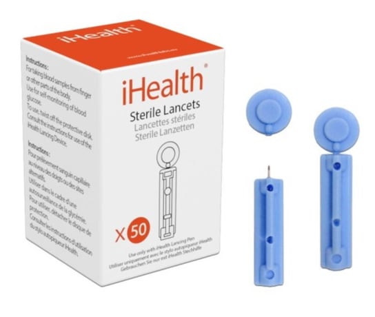 Lancety jednorazowe do nakłuwaczy i glukometru IHEALTH 30G, 50 sztuk iHealth