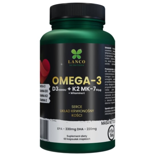 Lanco, Suplement diety na odporność i układ sercowo nerwowy Omega 3 D3 K2 , 60 kaps. Lanco Nutrition