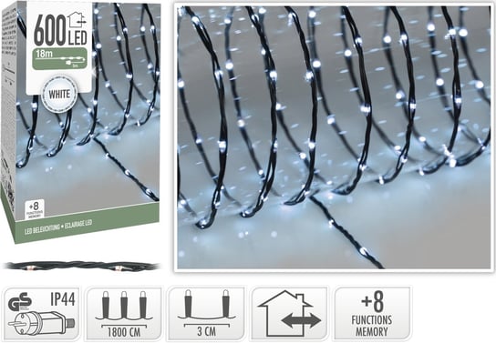 Łańcuch Led 600 Led Białe 18M Mondex