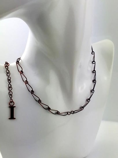 Łańcuch miedziany ręcznie robiony - łezka I, długość 43 cm, przedłużka Ludwika Lipińska