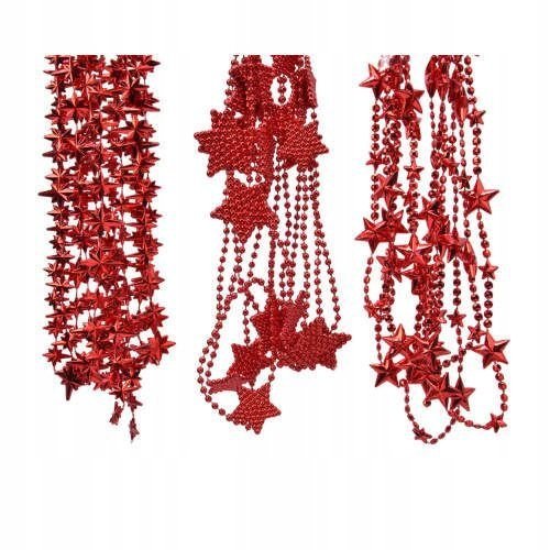 Łańcuch na choinkę czerwony gwiazdki 2,7 M Kaemingk