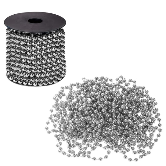 Łańcuch na choinkę perły koraliki 10m 8mm srebrny Springos