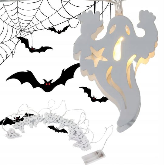 Łańcuch Świetlny Girlanda Led Halloween Duch 2M 10 Duchów Wisząca VERK GROUP