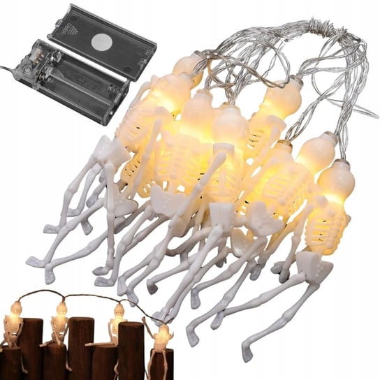 Łańcuch Świetlny Girlanda Led Halloween Szkielet 2M 10 Szkieletów Wisząca VERK GROUP