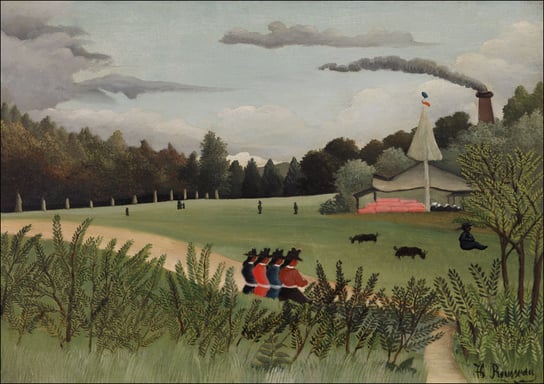 Landscape and Four Young Girls, Henri Rousseau - plakat 100x70 cm Galeria Plakatu