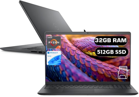 LAPTOP Dell Inspiron 3535 Ryzen 7 32GB 512GB 15.6 FHD DOTYK W11 Czytnik kart Dell