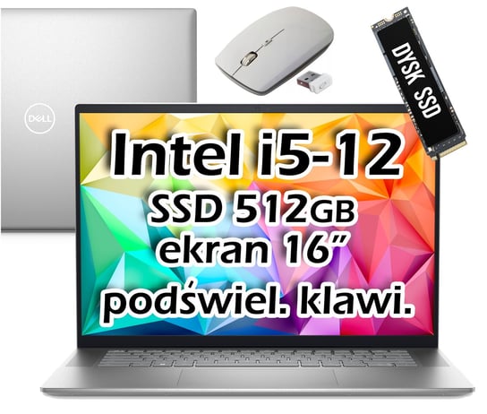 Laptop Dell Intel i5-12 SSD 512GB 16 cali Win 11 HP