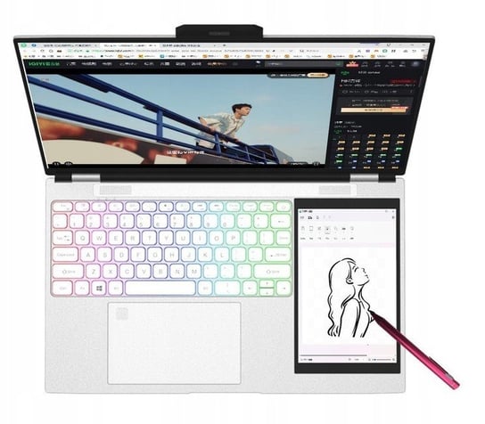 Laptop Pantherise INTEL 2x LCD 15,6 + 7 IPS PODŚWL RGB 16GB 512SSD W11P KAM InFloo