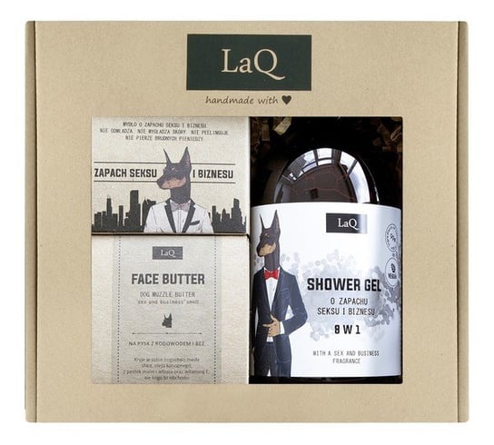 Laq Doberman Zestaw żel pod prysznic 500ml + masło do twarzy 50ml + mydło w kostce 85g LaQ