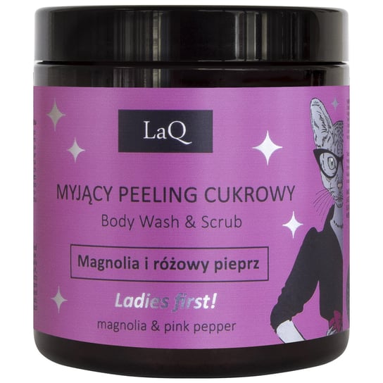 LaQ, Kicia, Naturalny peeling do mycia ciała Magnolia i Różowy Pieprz, 200 ml LaQ