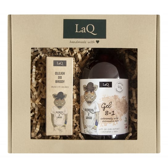 LaQ zestaw prezentowy Dzik - żel pod prysznic 500 ml & olej do twarzy 30 ml LaQ