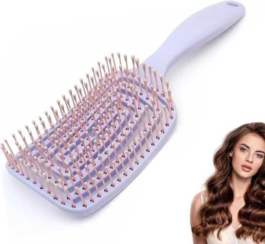 Large Curved Comb Fluffy Comb Long Hair Styling Rib Hollow Comb (Purple ...