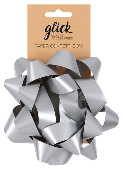 Large paper Confetti Bows, duża rozeta, srebrna Empik