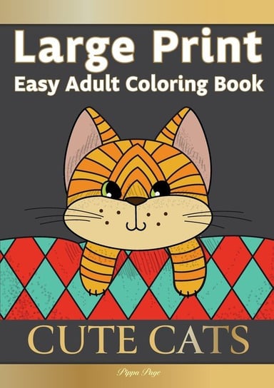 Large Print Easy Adult Coloring Book CUTE CATS Page Pippa