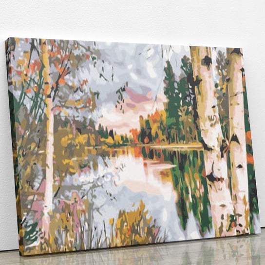 Las z widokiem na jezioro - Malowanie po numerach 50 X 40 cm ArtOnly