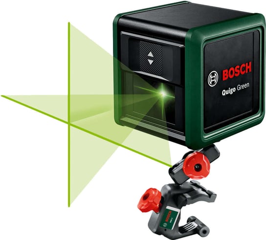 Laser Krzyżowy Samopoziomujący Z Wiązką Zieloną Bosch Quigo Green + Uchwyt Mm2 Bosch Zielony