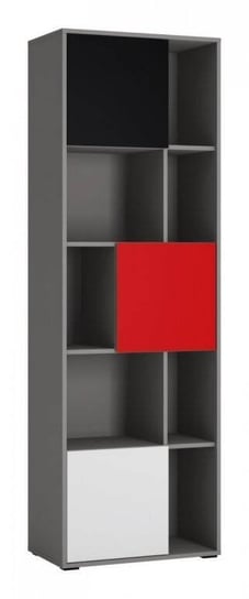 Laser LASR03C - Regał 3-drzwiowy Szary/Czarny/Biały/Czerwony Meble Wójcik