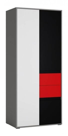 Laser LASS01C - Szafa 3D2S Szary/Czarny/Biały/Czerwony Meble Wójcik