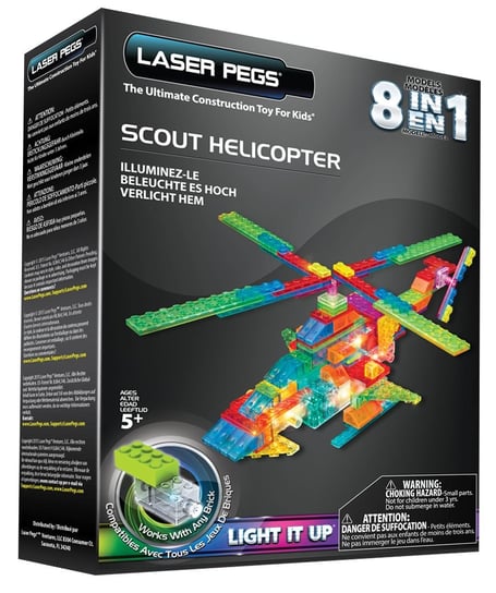 Laser Pegs, klocki konstrukcyjne 8 w 1 Scout Helicopter Laser Pegs