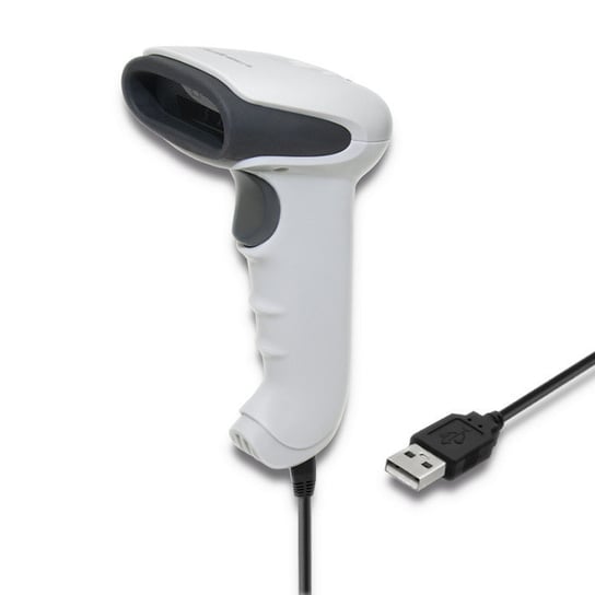 Laserowy czytnik kodów kreskowych 1D CCD Qoltec USB - biały Qoltec