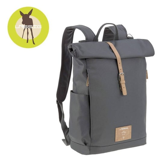 Lassig, Green Label, Plecak dla mam z akcesoriami, Rolltop Backpack Anthracite Lassig