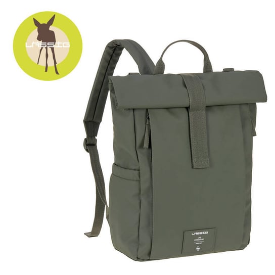 Lassig,  Green Label Plecak dla mam z akcesoriami Rolltop Up Backpack olive Lassig