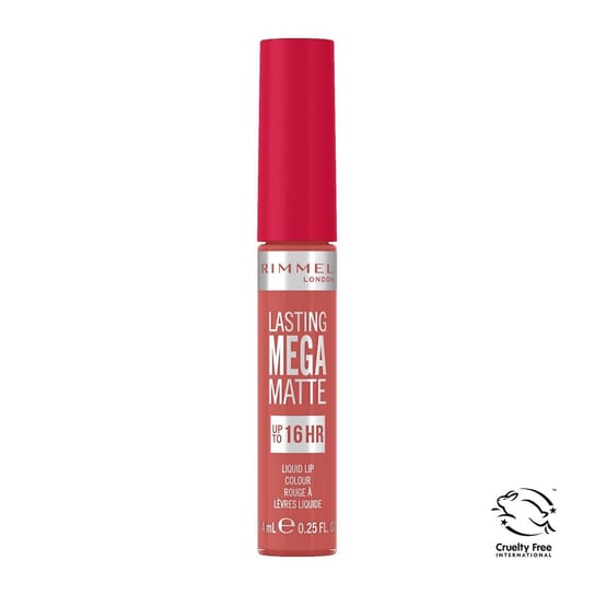 Lasting Mega Matte, Długotrwała matowa pomadka w płynie do ust 600 Coral Sass, 7.4 ml Rimmel