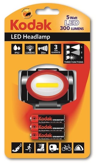 Latarka czołowa LED HEADLAMP 300lm 5W + 3xAAA KODAK 3 TRYBY Kodak