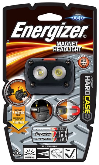 latarka energizer hard case magnet headlight + 3szt. baterii aaa, czarna Energizer