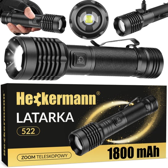 Latarka Taktyczna LED Heckermann 522 Turystyczna Latarka Akumulatorowa / Na Baterie Heckermann