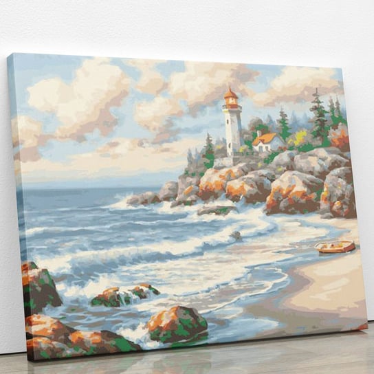 Latarnia morska na skałach - Malowanie po numerach 50x40 cm ArtOnly