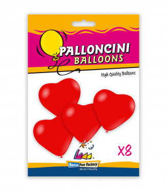 Lateksowe balony w kształcie serca 25 cm / 11" czerwone - 8 sztuk Inna marka