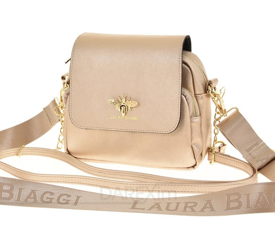 Laura Biaggi torebka listonoszka elegancka złota z pszczółką Laura Biaggi
