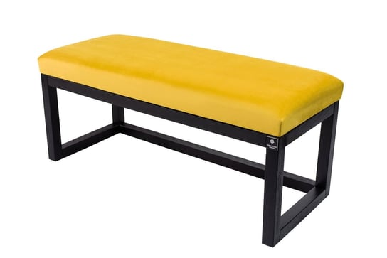 Ławka na buty LPG-2 110cm EMRAWOOD drewno lite kolor czarny siedzisko gładkie kolor żółty Emra Wood Design