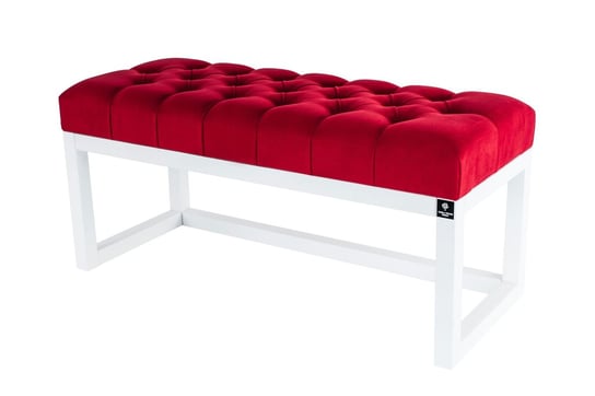 Ławka na buty Lpp-2, 170 cm Emrawood drewno lite, kolor biały, siedzisko pikowane, kolor czerwony Emra Wood Design
