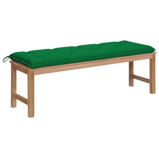 Ławka ogrodowa z zieloną poduszką, 150 cm, lite drewno tekowe vidaXL